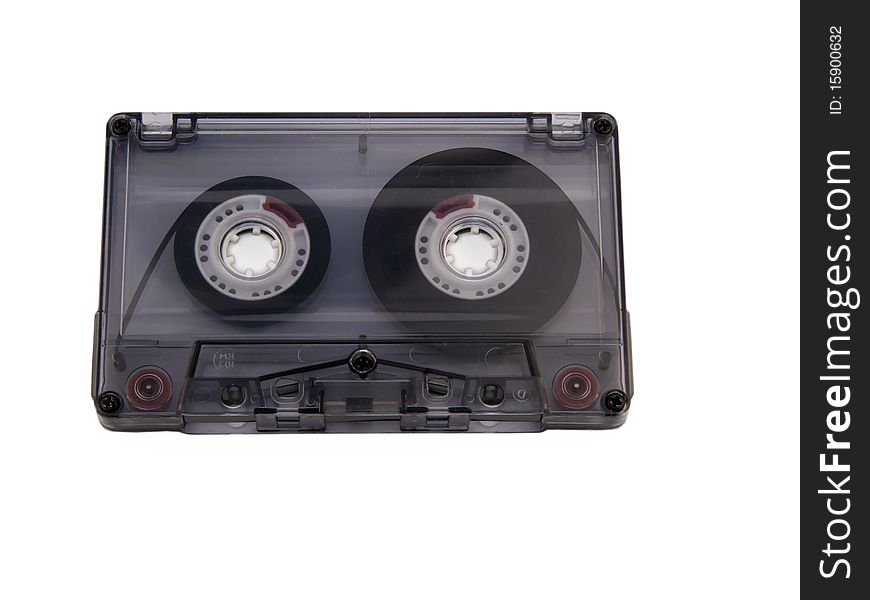 Audio compact cassette on white background