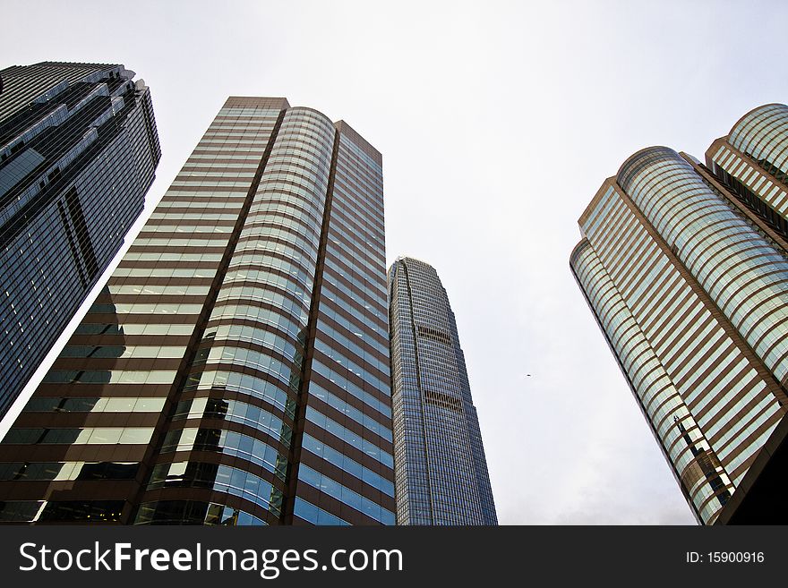 Modern skyscrapers of Hong Kong with clear sky
