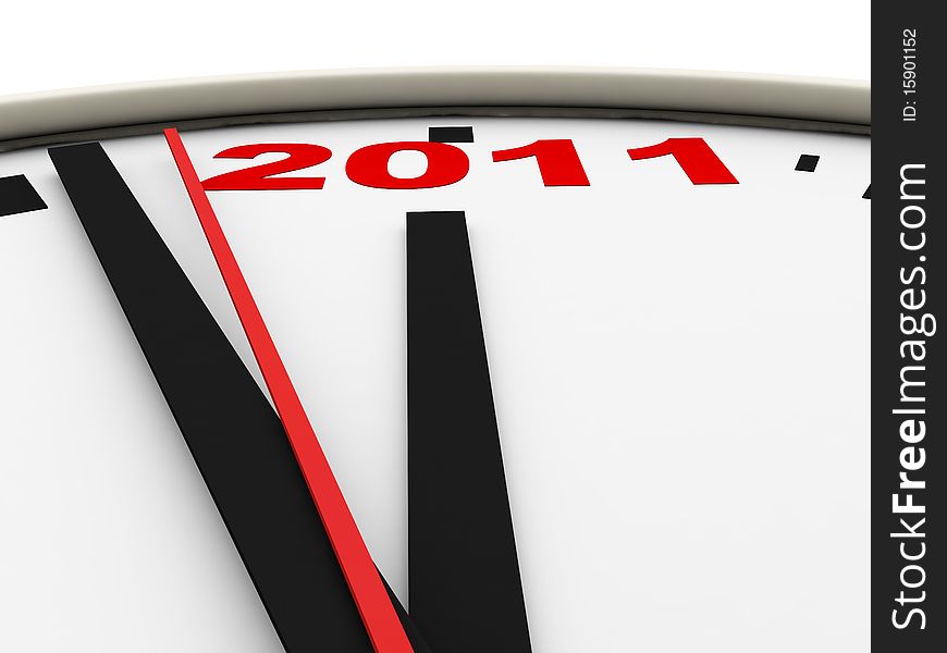 New Year's clock on white background. 3d render