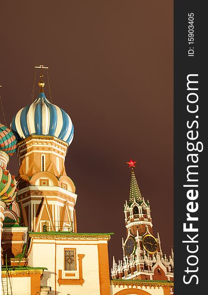 Beautiful cathedral on Red Square at night