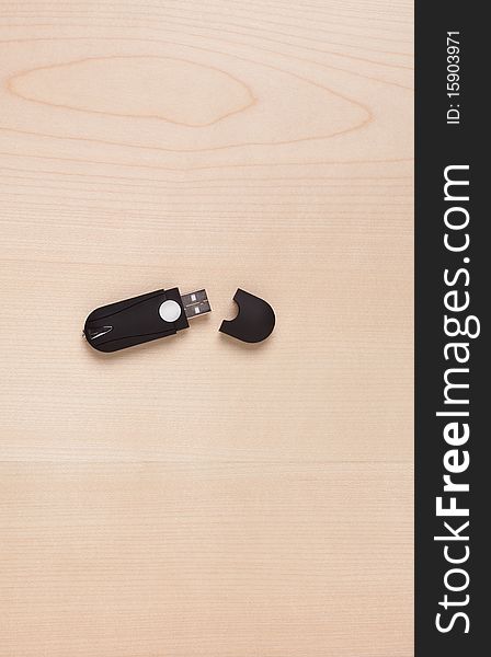 Blank USB Stick On Wood