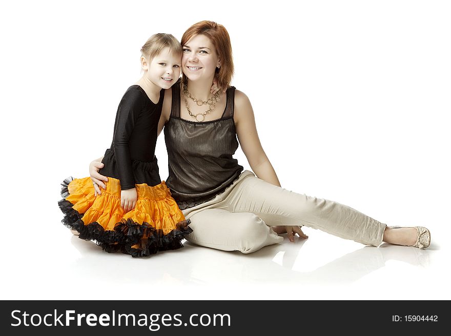 Happy Mother With A Child On A White Background