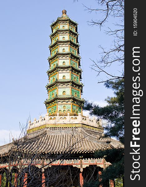 The tower is located in Jinshan Park, Beijing, China