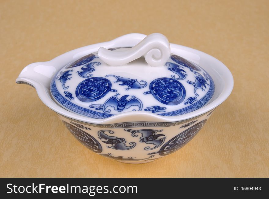 A beautiful of Chinese blue painting tea cup with cover, shown as chinese traditional culture and tea culture. A beautiful of Chinese blue painting tea cup with cover, shown as chinese traditional culture and tea culture.