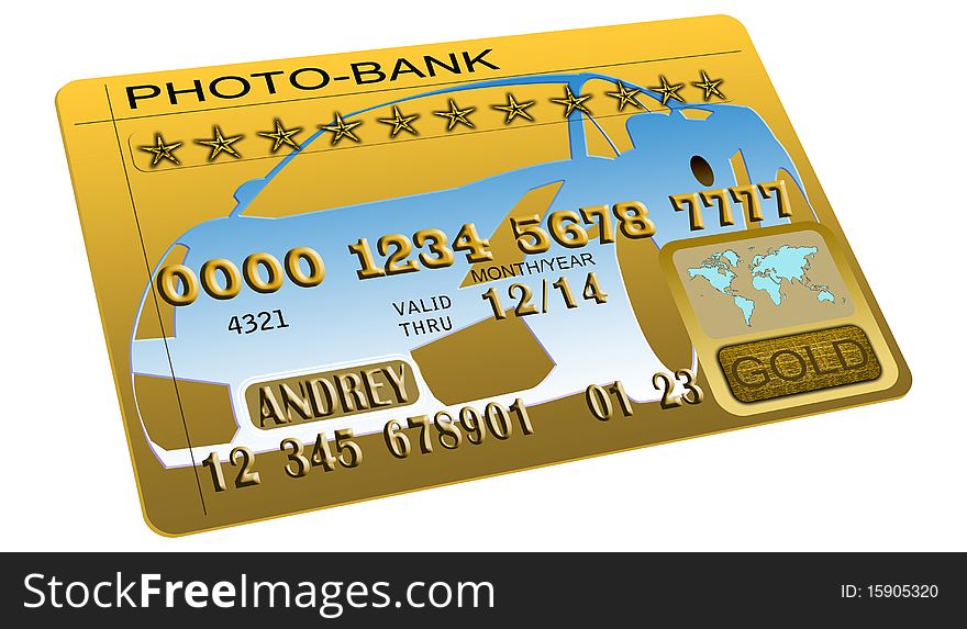 A car on a background of gold credit card