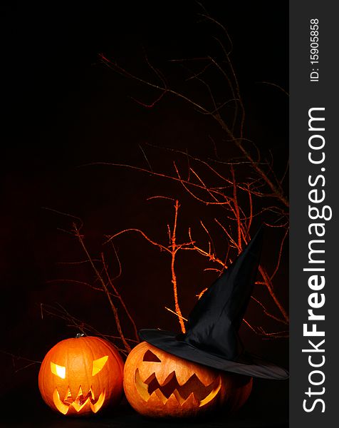 Halloween background with two pumpkin. Halloween background with two pumpkin