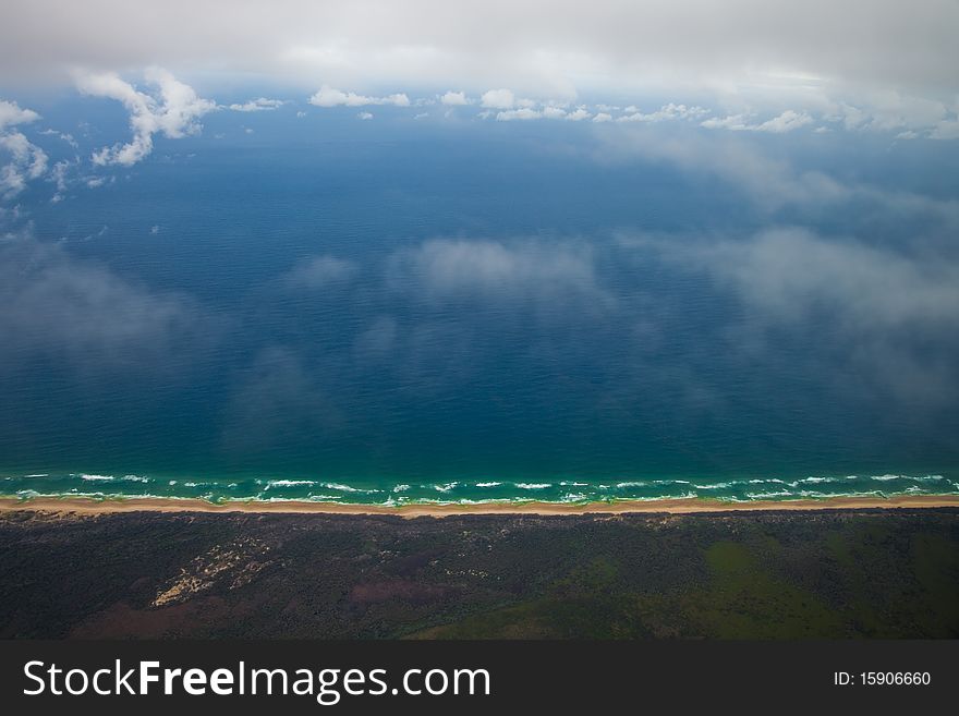 Aerial view of seaboard, Australia