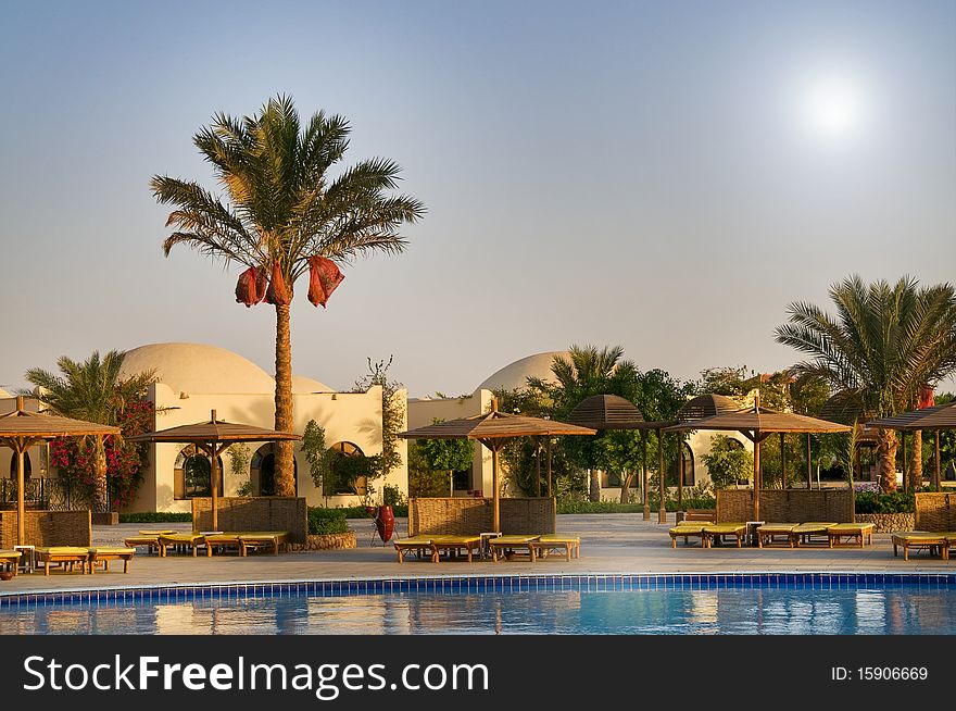 Egyptian resort, swimming pool.