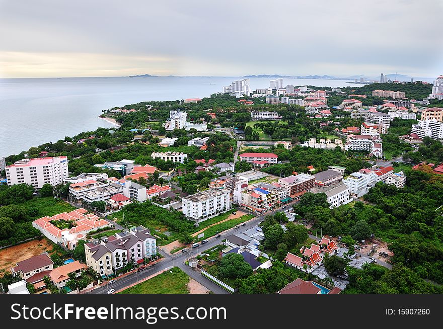 Pattaya city scape in the evening.