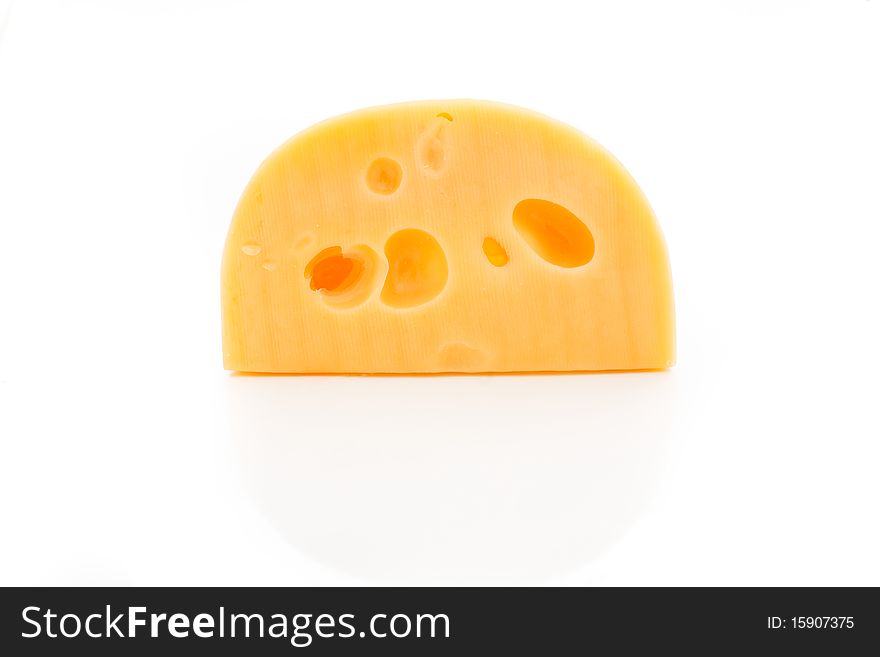 An image of slab of cheese on white