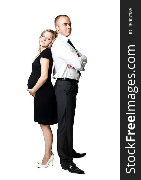 An image of a young pregnant woman and her boss