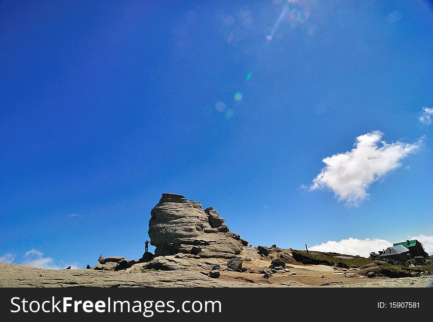 The Sphinx natural formation in Bucegi Mountains, Romania