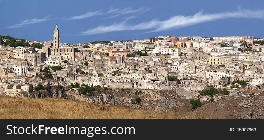 Overview of the beautiful town of Matera in Italy. Overview of the beautiful town of Matera in Italy