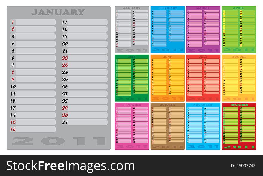 2011 colorful vector format calendar. 2011 colorful vector format calendar