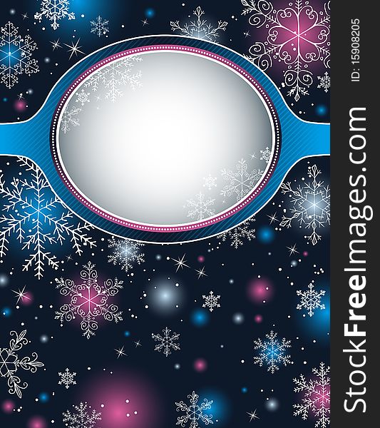 Color christmas background with snowflakes,   illustration