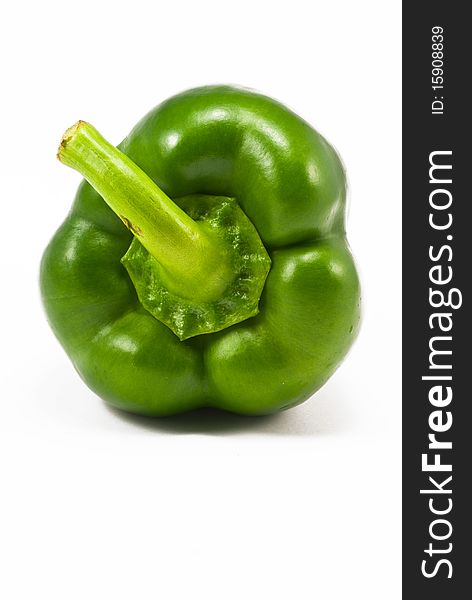 Green bell pepper on a white background clipping path included,