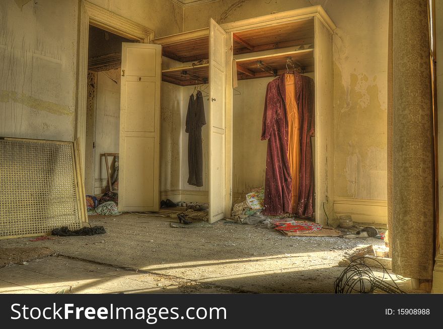 An HDR shot of a Cupboard in an Abandoned Manor House. An HDR shot of a Cupboard in an Abandoned Manor House