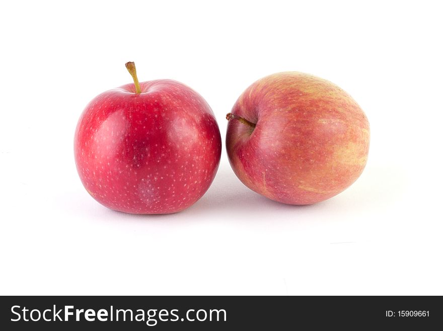 Two ripe apples isolated on white background.