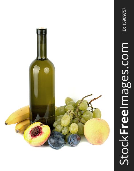 Wine Bottle And Fruits