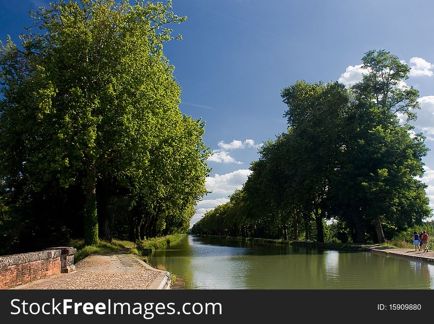 Beautiful French waterway in summer