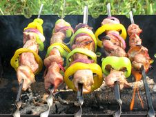 Grilled Barbecue Meat With Vegetables Royalty Free Stock Photos Grilled Barbecue Meat With Vegetables Royalty Free Stock Photos
