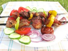 Grilled Meat With Vegetables On Plate Stock Photos Grilled Meat With Vegetables On Plate Stock Photos