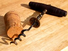 Corkscrew And Cork Stock Photo Corkscrew And Cork Stock Photo