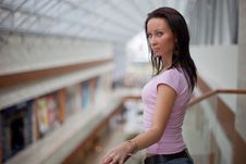Beautiful Brunette On A Balcony Stock Photography Beautiful Brunette On A Balcony Stock Photography