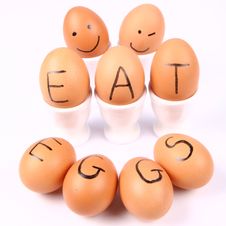 Eggs With An Inscription EAT EGGS Royalty Free Stock Images Eggs With An Inscription EAT EGGS Royalty Free Stock Images
