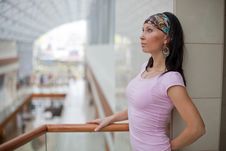Beautiful Brunette On A Balcony Stock Photos Beautiful Brunette On A Balcony Stock Photos