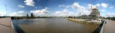 Panoramic Picture Of River Rhine And Cologne Stock Images