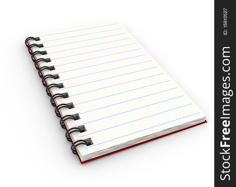 Notebook over white background. 3d rendered image