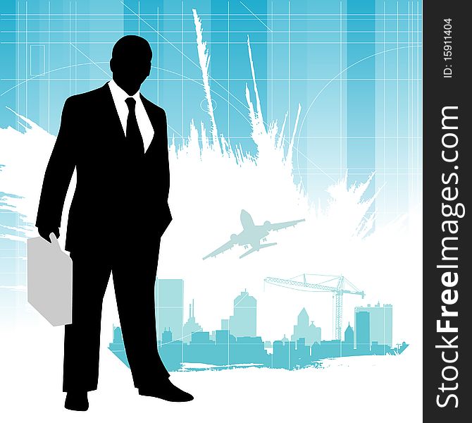 Businessman with grunge background vector