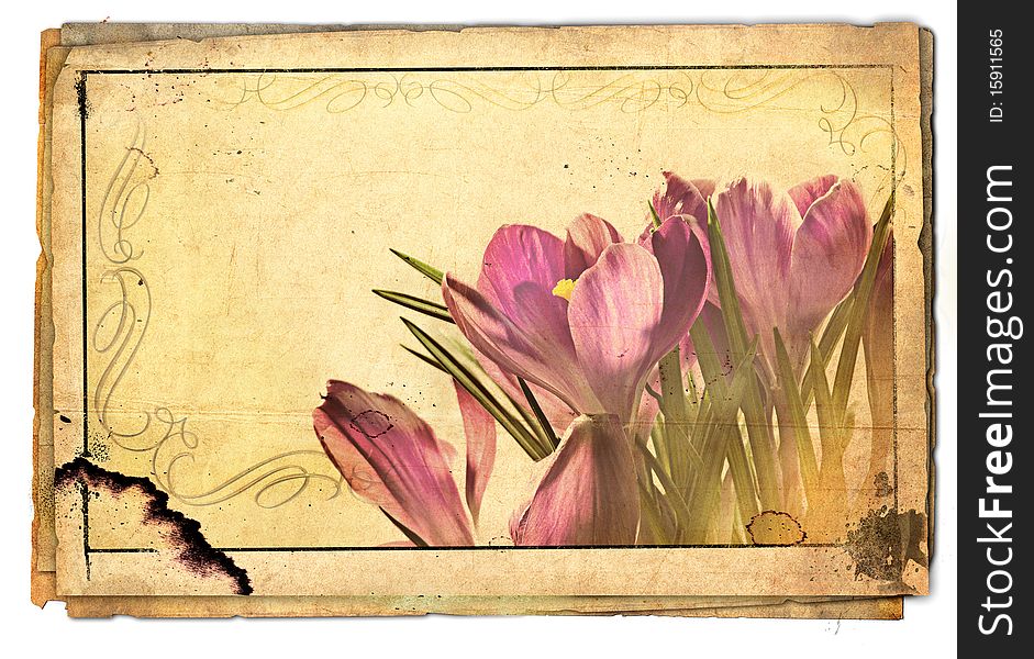 Beautiful spring flowers - artwork in retro style
