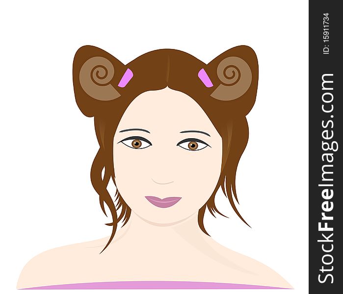 A beautiful woman with stylish hairstyle against white background. Vector file (.ai) available!