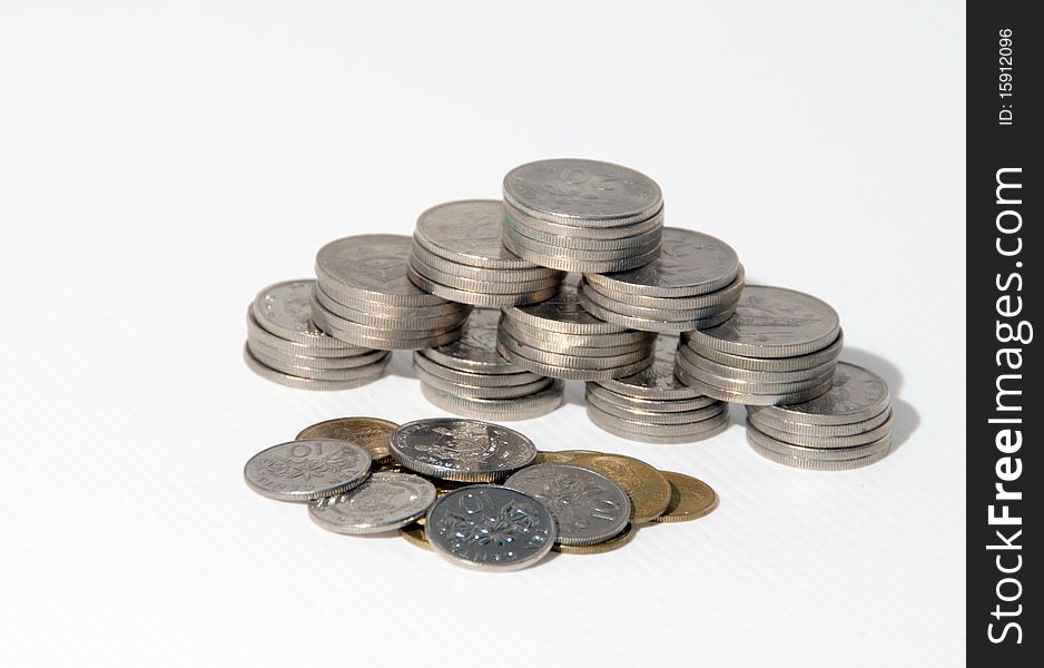 The coins were arranged in a conceptual pyramid shape. The coins were arranged in a conceptual pyramid shape.