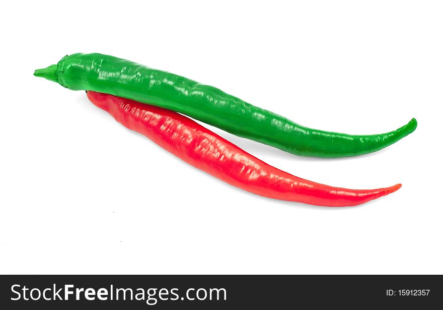 Red & Green Chili Peppers isolated on white