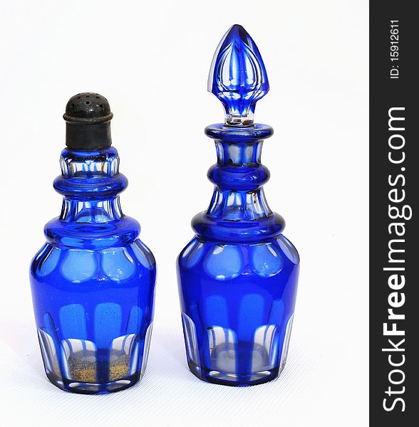 Two Dark Blue Bottles