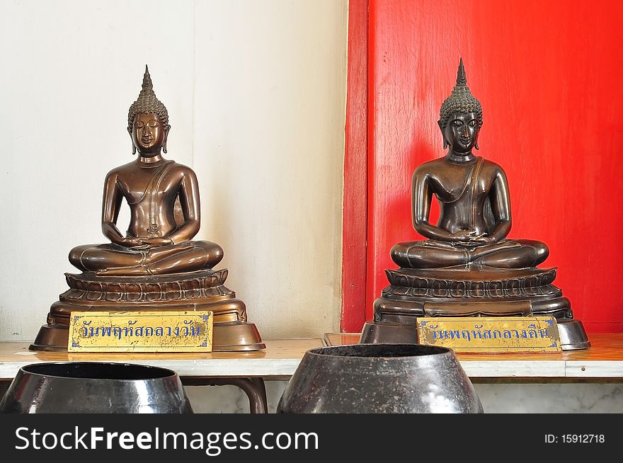 Twin Buddha in thai temple