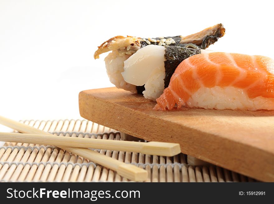 Sushi on the white background. Sushi on the white background