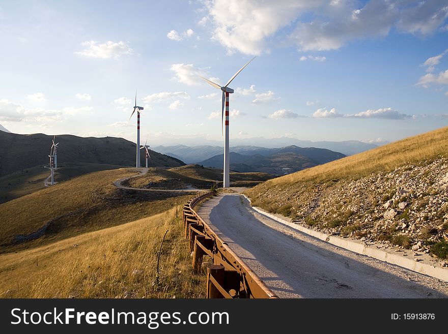 Windmill in the mountains of italy to produce energy. Windmill in the mountains of italy to produce energy