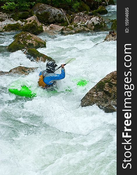 Kayak trip on the waterfalls in Norway. July 2010