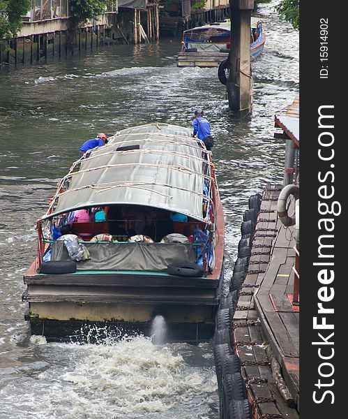 The boat on sansab canal in bangkok thailand