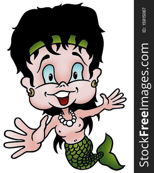 Mermaid - colored cartoon illustration,