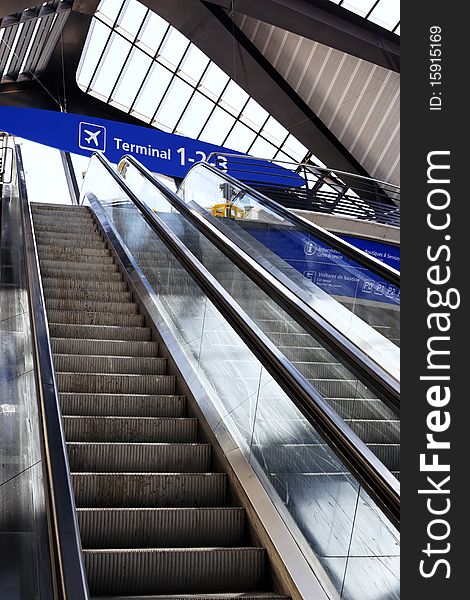 Escalator at Lyon airport in France