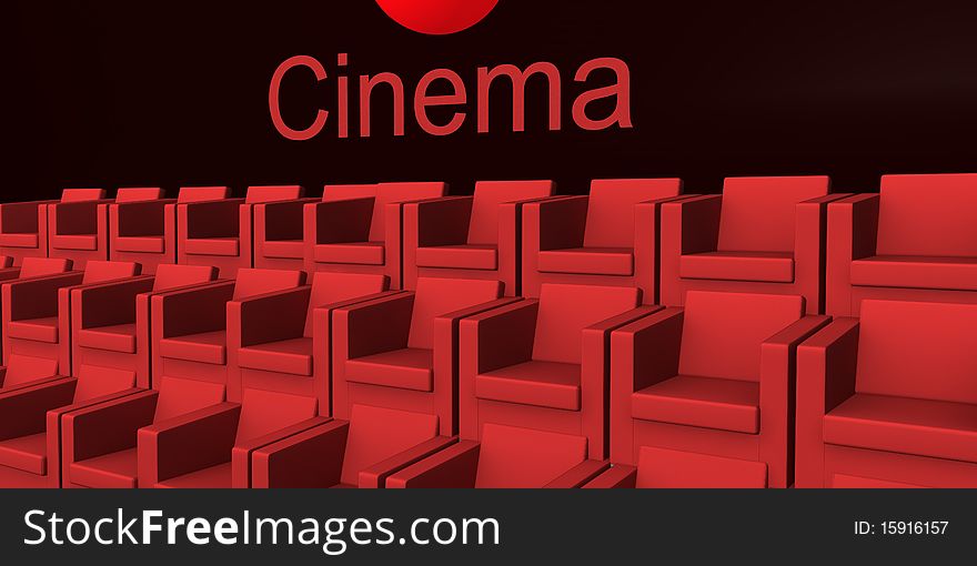 Cinema room on black background