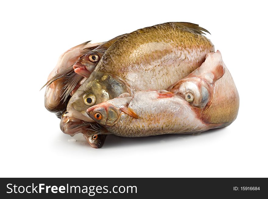 Frozen fish isolated on white background