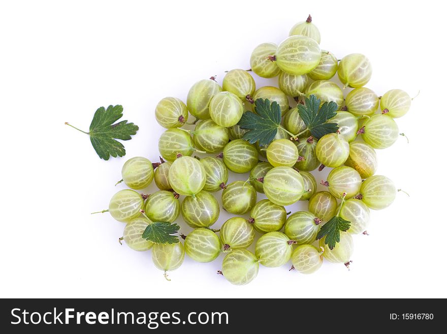 Fresh green gooseberry isolated on white background, fruits