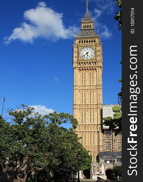 Famous Big Ben Clock Tower In London, UK.