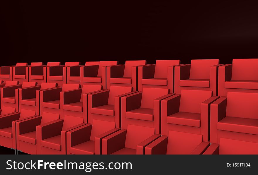 Cinema room on black background